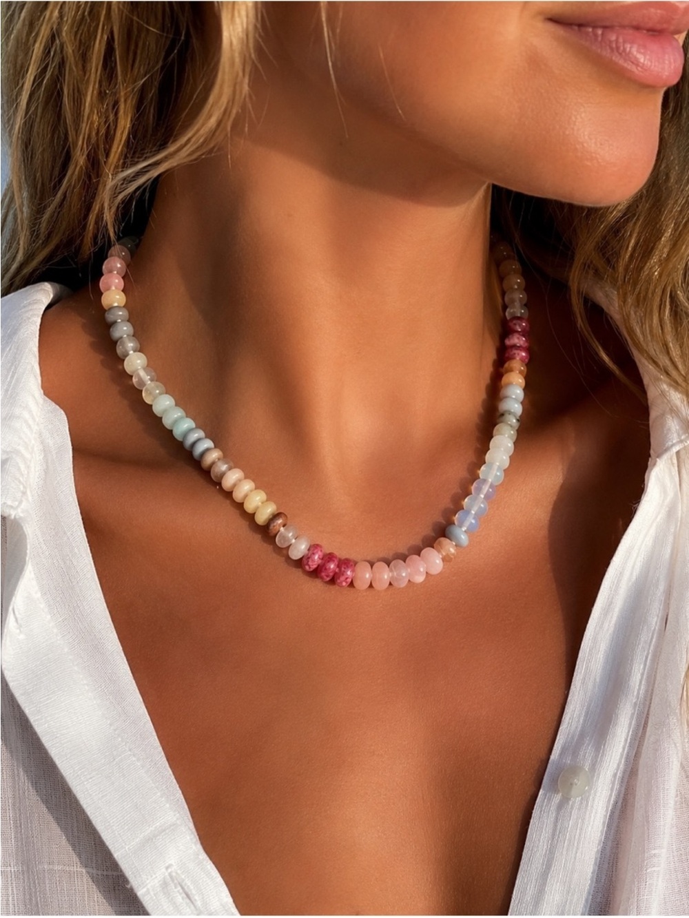 NWT | Piper K Genuine Stone Pastel Beaded Necklace